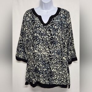 Bali Batiks L Hawaii 1/2 Sleeve Tunic Rayon V Neck Pullover